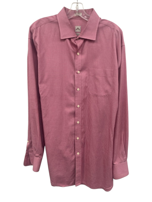 Peter Millar Size XXL Red & White Cotton Houndstooth Men's Long Sleeve Shirt Red & White / XXL