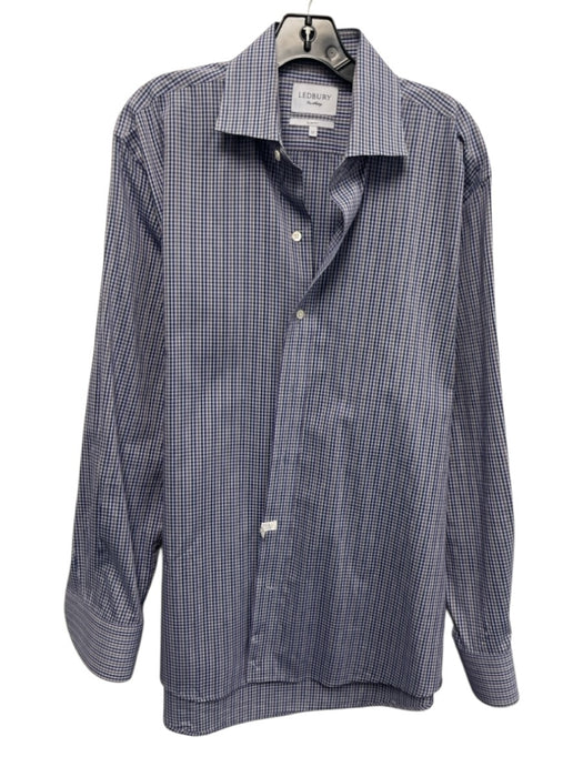 Ledbury Size 17 Purple & Taupe Cotton Plaid Button up Men's Long Sleeve Shirt Purple & Taupe / 17