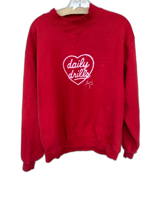 Daily Drills Size M/L Red & Pink Cotton Long Mock Neck Athletic Sweatshirt Red & Pink / M/L
