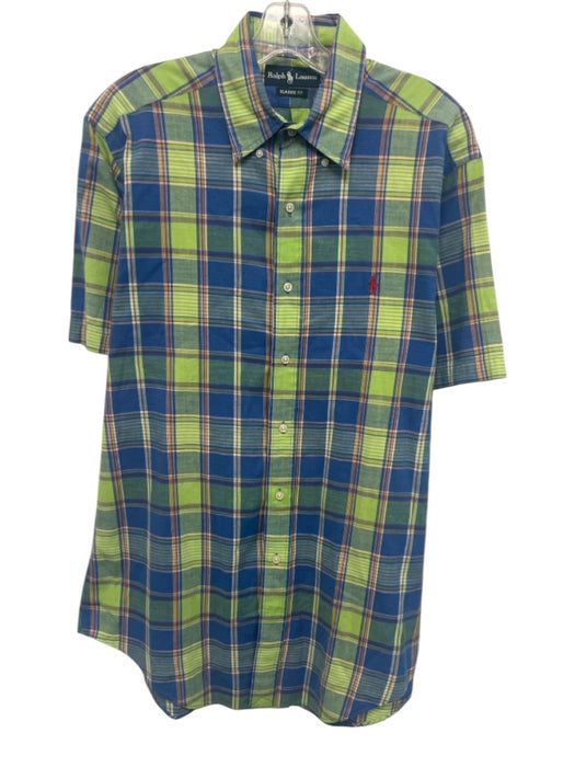 Ralph Lauren Size M Green & Blue Cotton Plaid Button Up Men's Short Sleeve Green & Blue / M