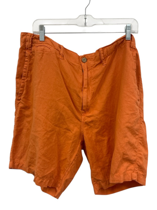 Polo Size 38 Orange Linen Blend Solid Khaki Men's Shorts Orange / 38