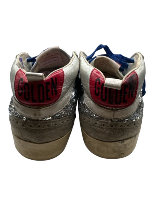 Golden Goose Shoe Size 37 Silver & Blue Leather Sequins Mid Rise Sneakers Silver & Blue / 37