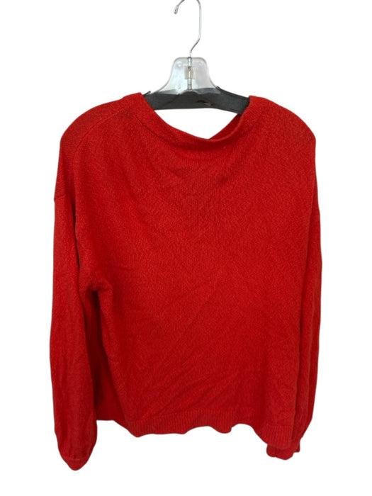FP Beach Size S Orange Long Balloon Sleeve Knit Button Down Cardigan Sweater Orange / S