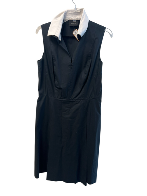 Akris Size 10 Black Cotton & Elastane Stretch Black removable collar Dress Black / 10