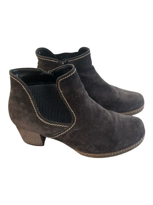 Gabor Shoe Size 6 Brown Suede Round Toe Side Zip Elastic Side Panels Booties Brown / 6