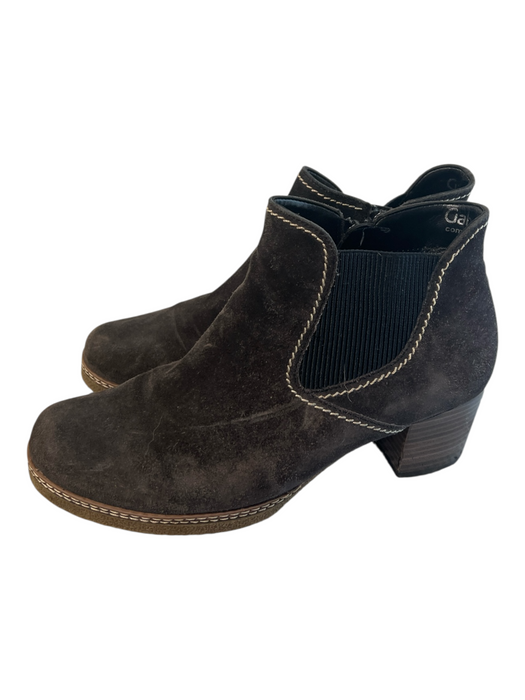 Gabor Shoe Size 6 Brown Suede Round Toe Side Zip Elastic Side Panels Booties Brown / 6