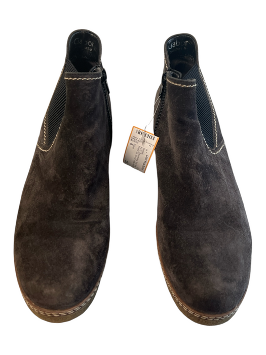 Gabor Shoe Size 6 Brown Suede Round Toe Side Zip Elastic Side Panels Booties Brown / 6