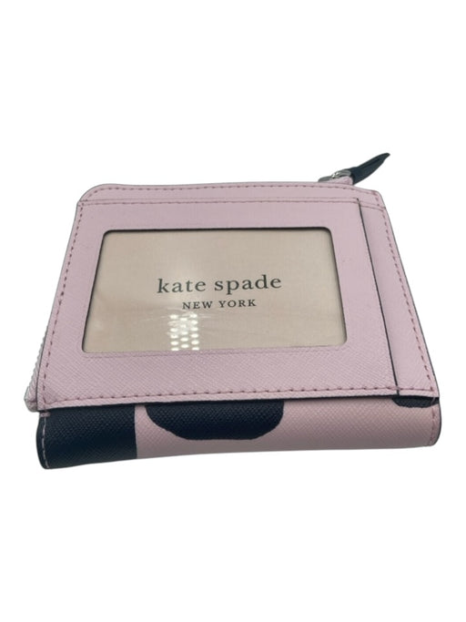 Kate Spade Pale Pink & Black Leather Flower Compact Bifold Wallets Pale Pink & Black