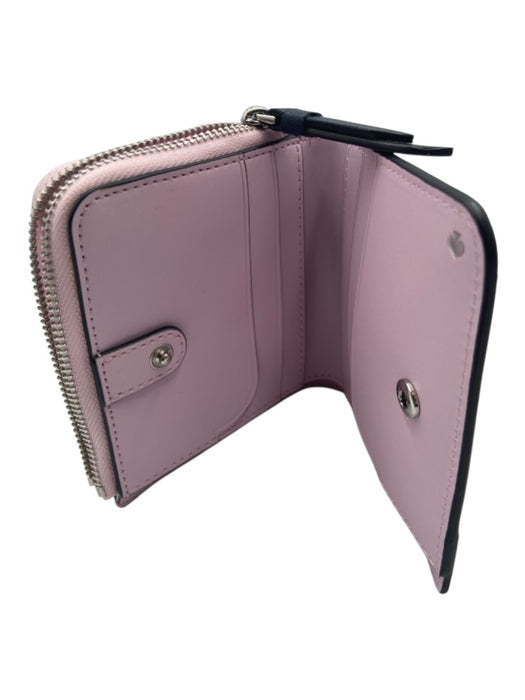 Kate Spade Pale Pink & Black Leather Flower Compact Bifold Wallets Pale Pink & Black