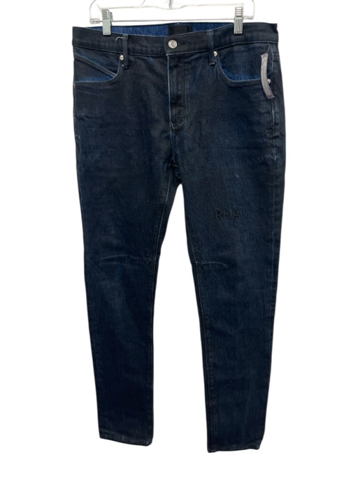 R+A Size 34 Dark Wash Cotton Blend Solid Skinny Jean Men's Pants Dark Wash / 34