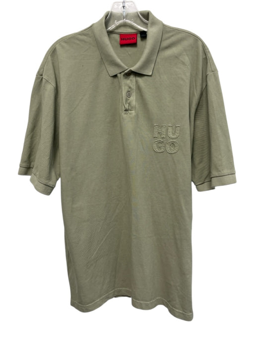 Hugo Hugo Boss Size L Green Cotton Blend Solid Polo Pique Men's Short Sleeve Green / L