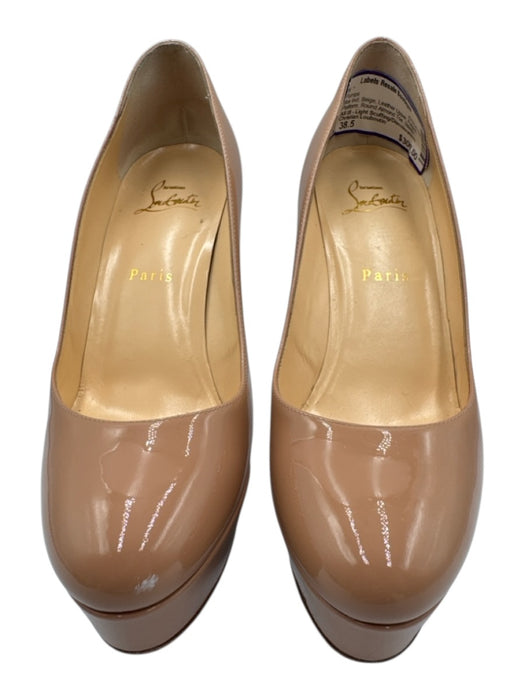 Christian Louboutin Shoe Size 38.5 Beige Leather Upper Patent Platform Pumps Beige / 38.5