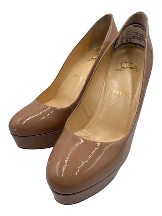 Christian Louboutin Shoe Size 38.5 Beige Leather Upper Patent Platform Pumps Beige / 38.5