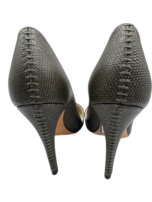 Alice + Olivia Shoe Size 38 Gray Leather Upper Snakeskin Embossed Glitter Pumps Gray / 38