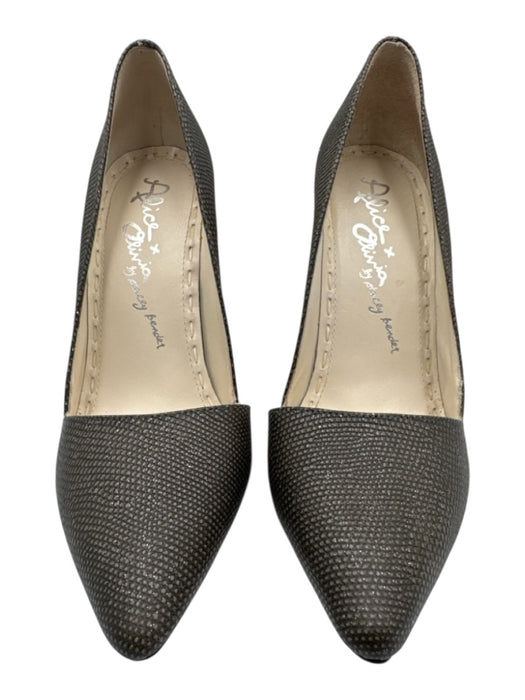 Alice + Olivia Shoe Size 38 Gray Leather Upper Snakeskin Embossed Glitter Pumps Gray / 38