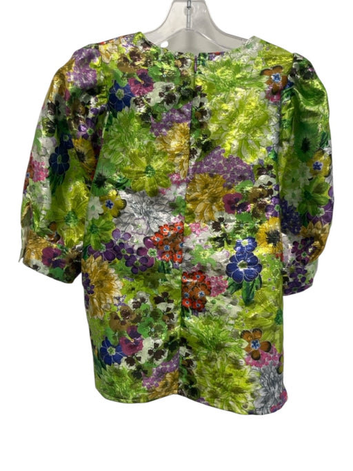 Essentiel Antwerp Size 40 Green, Purple & Multi Polyester Floral Shimmer Top Green, Purple & Multi / 40