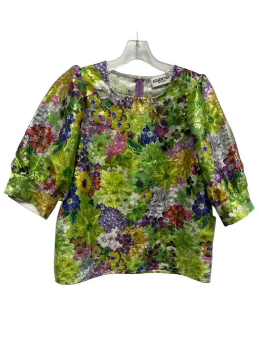 Essentiel Antwerp Size 40 Green, Purple & Multi Polyester Floral Shimmer Top Green, Purple & Multi / 40