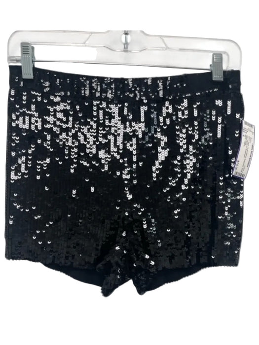 Alice + Olivia Size 6 Black Nylon Blend Sequined Back Zip Hot Pants Shorts Black / 6