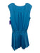 Ramy Brook Size M Blue Polyester Satin Shoulder Pads Elastic Waist Dress Blue / M