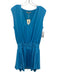 Ramy Brook Size M Blue Polyester Satin Shoulder Pads Elastic Waist Dress Blue / M