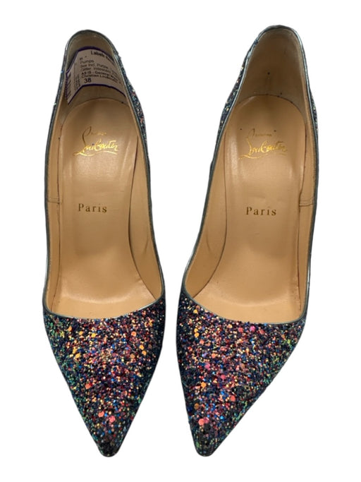 Christian Louboutin Shoe Size 38 Purple Textile & Leather Upper Glitter Pumps Purple / 38