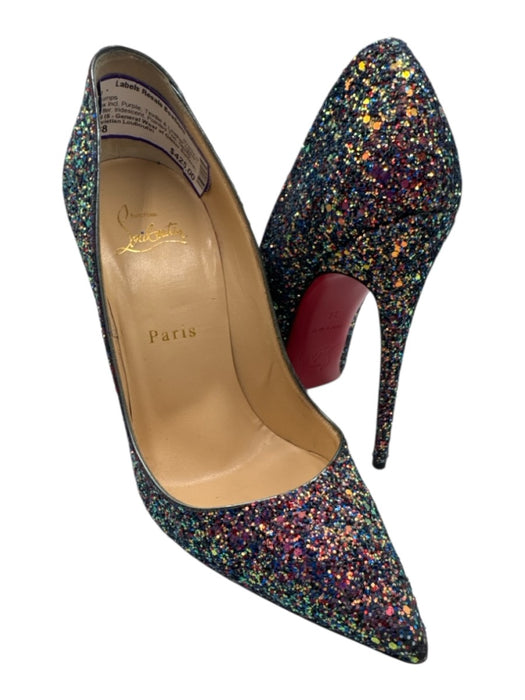 Christian Louboutin Shoe Size 38 Purple Textile & Leather Upper Glitter Pumps Purple / 38