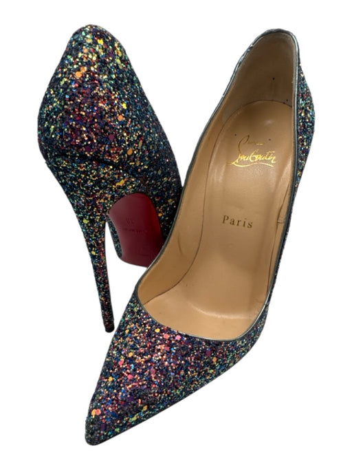 Christian Louboutin Shoe Size 38 Purple Textile & Leather Upper Glitter Pumps Purple / 38