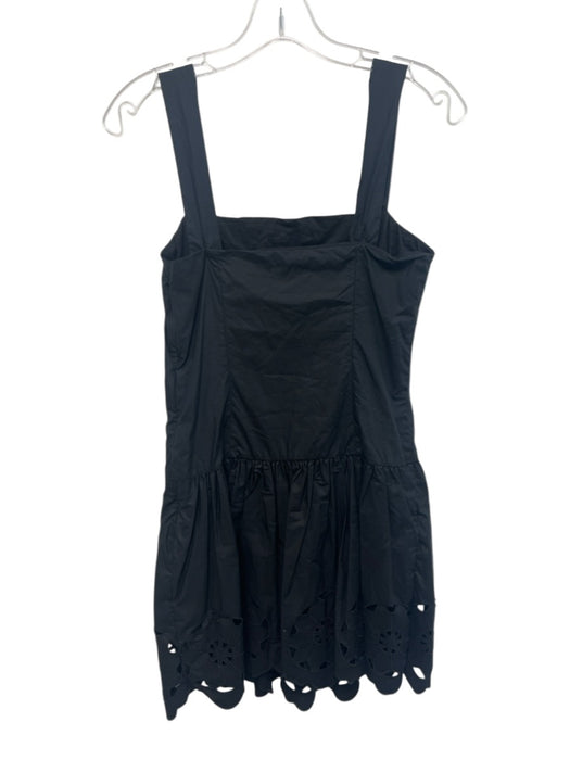 Rhode Size 0 Black Cotton Sleeveless Square Neck Tiered Dress Black / 0