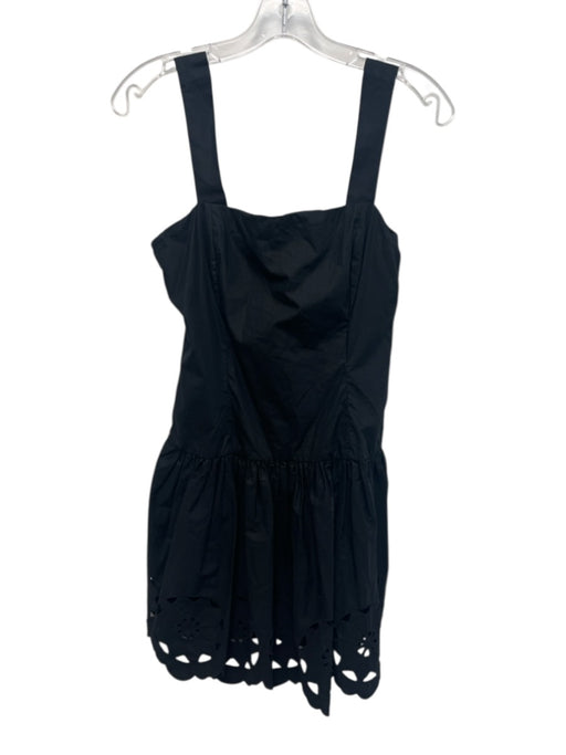 Rhode Size 0 Black Cotton Sleeveless Square Neck Tiered Dress Black / 0