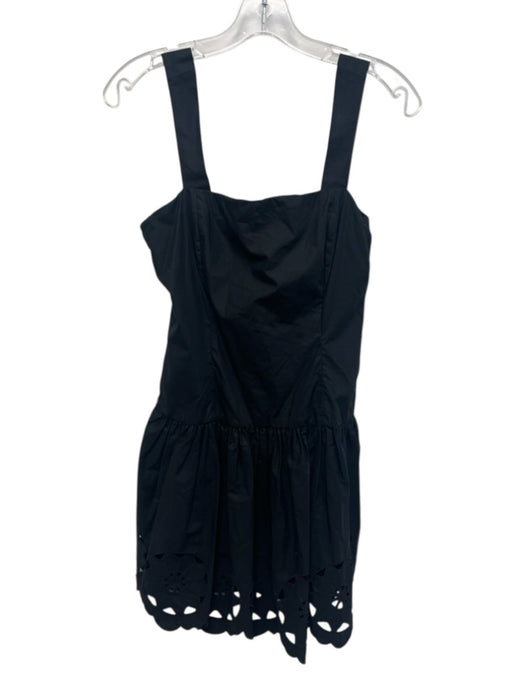 Rhode Size 0 Black Cotton Sleeveless Square Neck Tiered Dress Black / 0