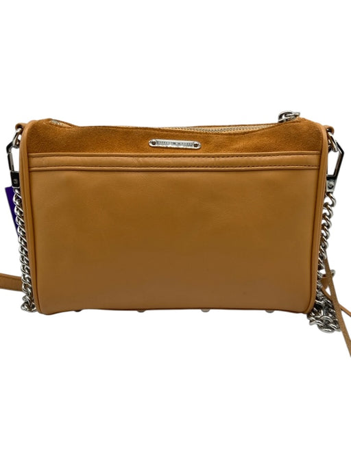 Rebecca Minkoff Tan Leather Suede Front Sliver metal Crossbody front hook Purse Tan / Small