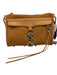 Rebecca Minkoff Tan Leather Suede Front Sliver metal Crossbody front hook Purse Tan / Small
