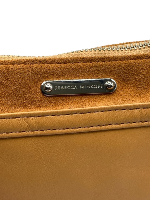 Rebecca Minkoff Tan Leather Suede Front Sliver metal Crossbody front hook Purse Tan / Small