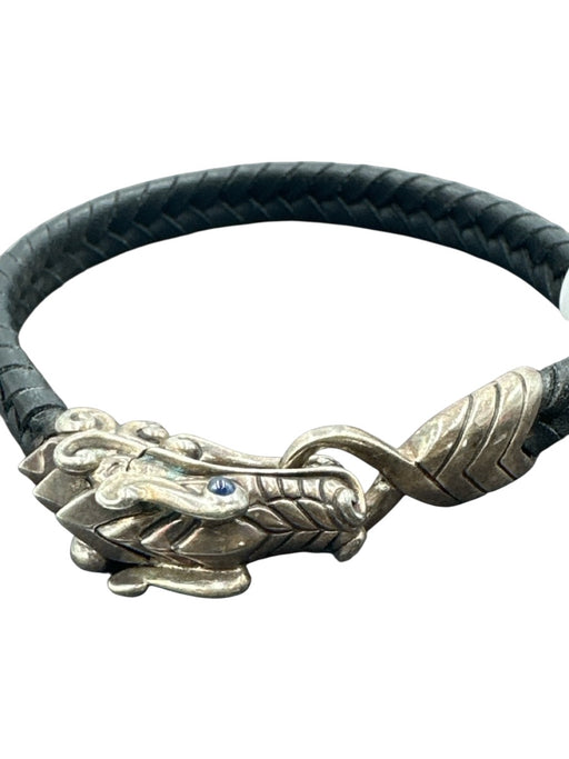 John Hardy Box & Bag Inc. Black & Blue Leather Sterling Silver Stone Bracelet Black & Blue