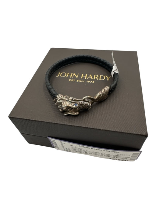 John Hardy Box & Bag Inc. Black & Blue Leather Sterling Silver Stone Bracelet Black & Blue