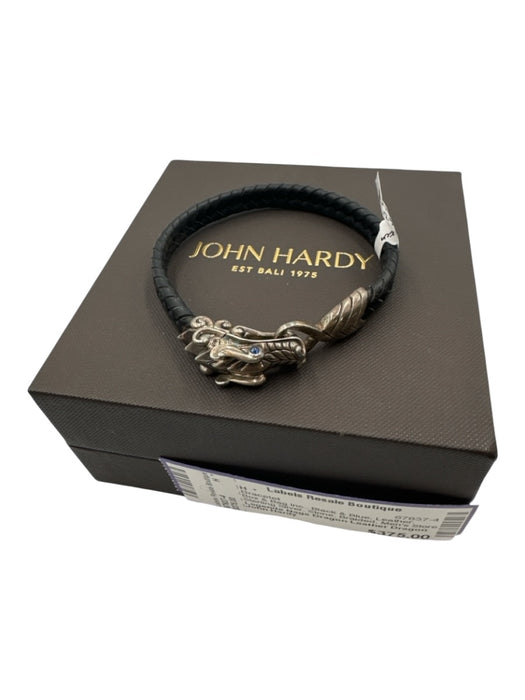 John Hardy Box & Bag Inc. Black & Blue Leather Sterling Silver Stone Bracelet Black & Blue