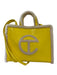 Ugg Yellow & White Leather Sheepskin Logo Snap Closure Tote Bag Yellow & White / M