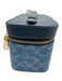 Coach Blue & Gold Leather & Denim Monogram Zip Top Cosmetic Pouch Bag Blue & Gold / XS