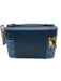 Coach Blue & Gold Leather & Denim Monogram Zip Top Cosmetic Pouch Bag Blue & Gold / XS