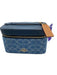 Coach Blue & Gold Leather & Denim Monogram Zip Top Cosmetic Pouch Bag Blue & Gold / XS