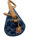 Coach Blue & Tan Denim & Leather Barrel Bag Zip Close Charm Mini Bag Blue & Tan / XS