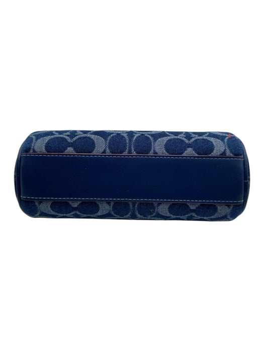 Coach Blue & Tan Denim & Leather Barrel Bag Zip Close Charm Mini Bag Blue & Tan / XS