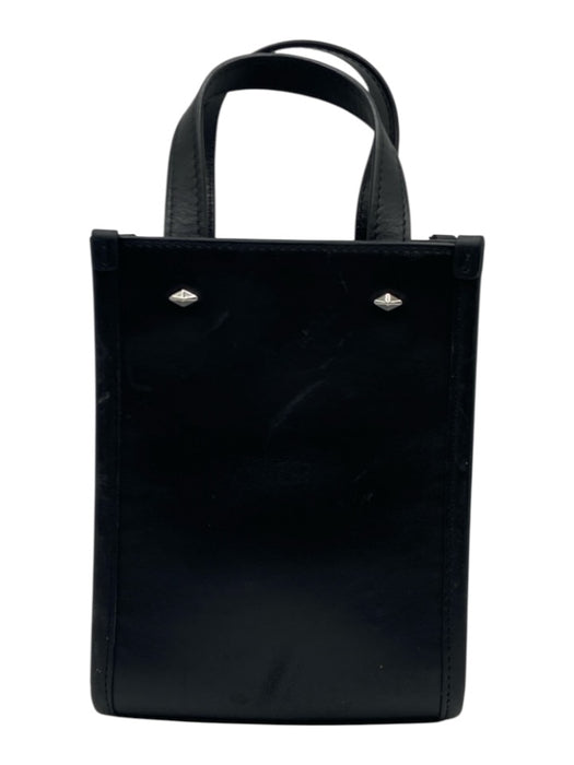 Jimmy Choo Black & White Leather Logo Magnetic Close Double Handle Mini Bag Black & White / XS