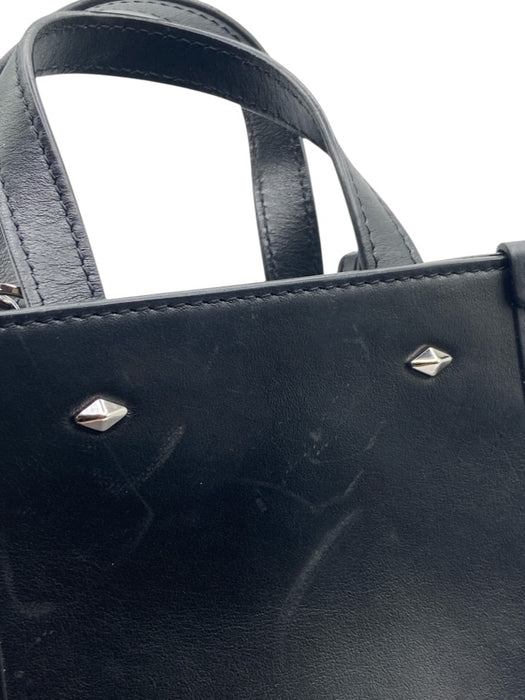 Jimmy Choo Black & White Leather Logo Magnetic Close Double Handle Mini Bag Black & White / XS