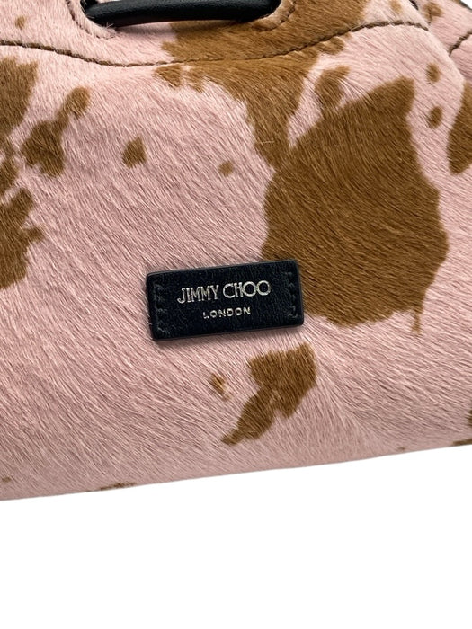 Jimmy Choo Pink, Brown & Black Pony Hair Leather Cow Print Drawstring Bag Pink, Brown & Black / XS