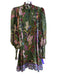 Farm Rio Size XS Green & Multi Viscose Long Sleeve Floral Print Pleated Dress Green & Multi / XS
