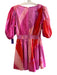 Hutch Size S Pink & Multi Cotton Short Balloon Sleeve Tye Dye V Neck Dress Pink & Multi / S