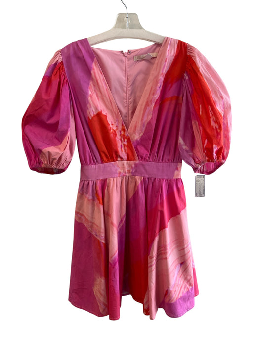 Hutch Size S Pink & Multi Cotton Short Balloon Sleeve Tye Dye V Neck Dress Pink & Multi / S