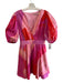 Hutch Size S Pink & Multi Cotton Short Balloon Sleeve Tye Dye V Neck Dress Pink & Multi / S