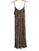Anthropologie Size S Brown Viscose Spaghetti Strap Animal Print Cowl neck Dress Brown / S